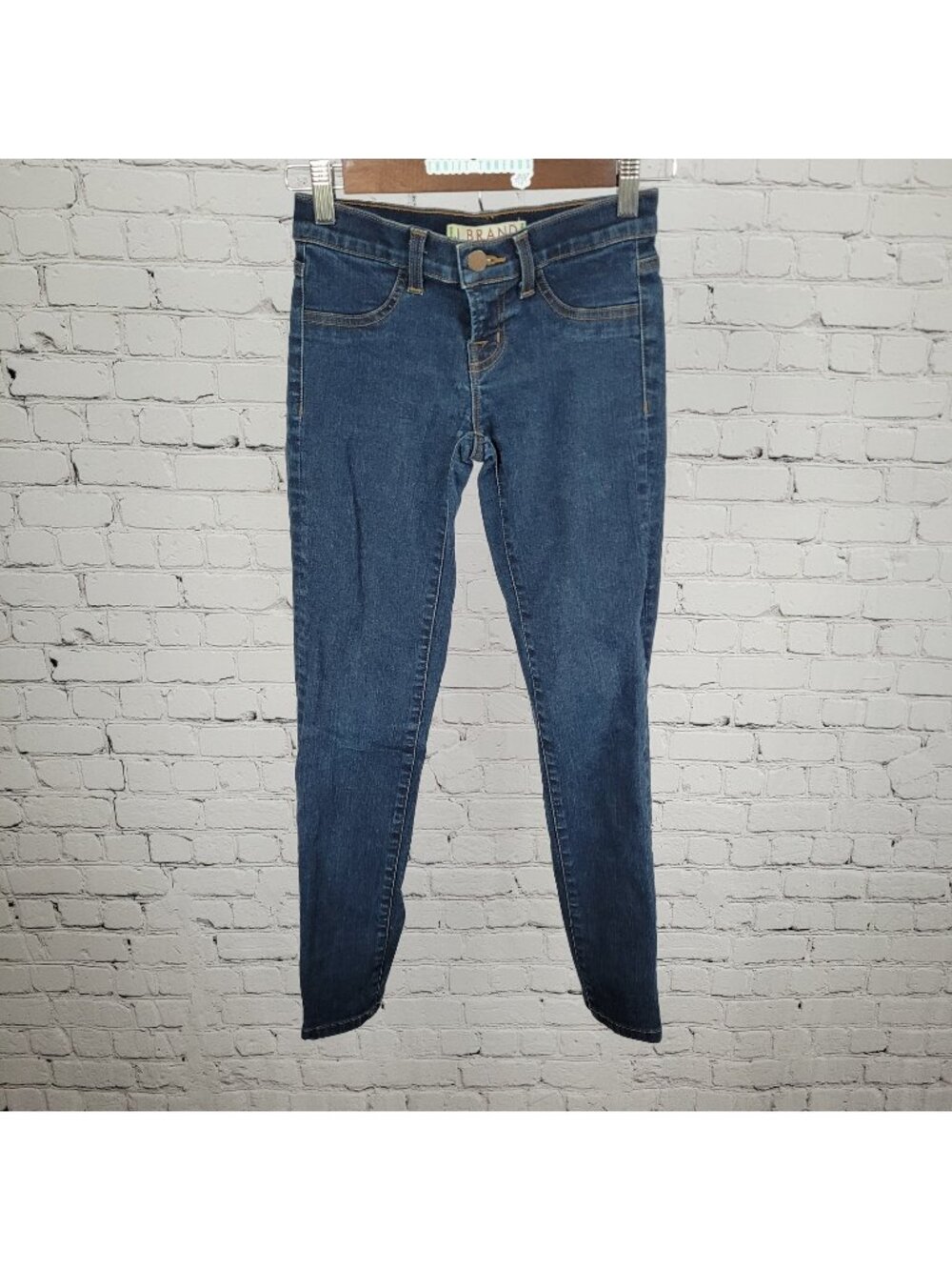 J Brand Clear Indigo Low Rise Skinny Jeans USA Faux Front Pockets 24 (24x26.5)